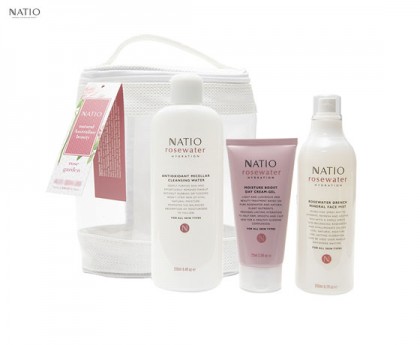 Natio 娜迪奥 玫瑰庄园套装 送 随身袋（卸妆水 250ml+日霜凝露 75ml+保湿喷雾 200ml）Natio Rose Garden Set